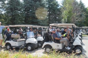Dad & Lads - Carts at the Start! A full complement of golfers turned out to support a great cause