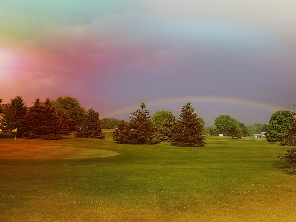 A rainbow over Lakeland Hills Golf Course in Jackson MI